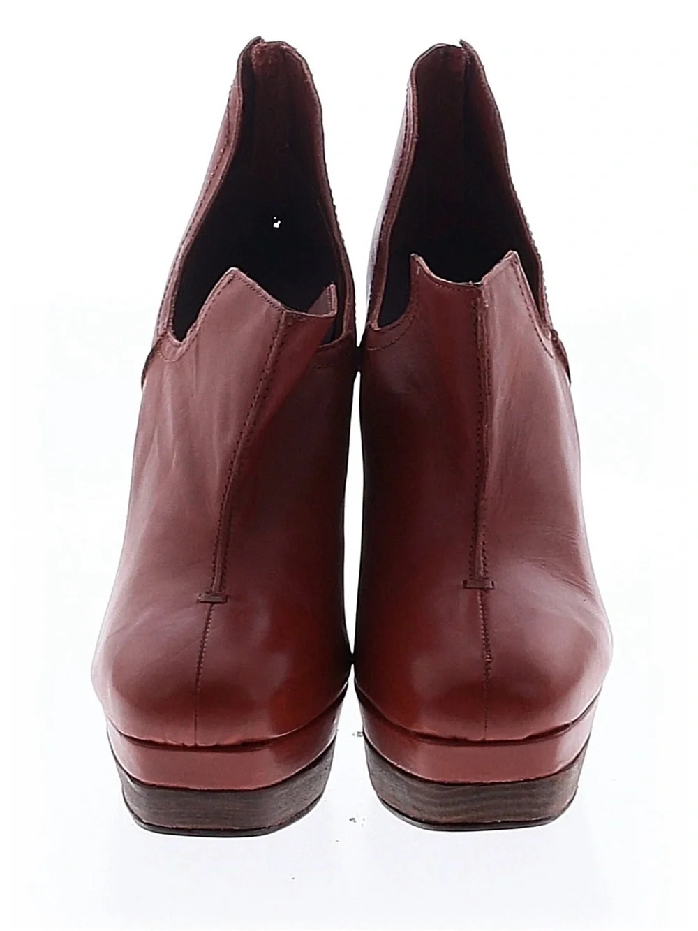 Kooba Burgundy Leather Platform Pump with Stacked Heel